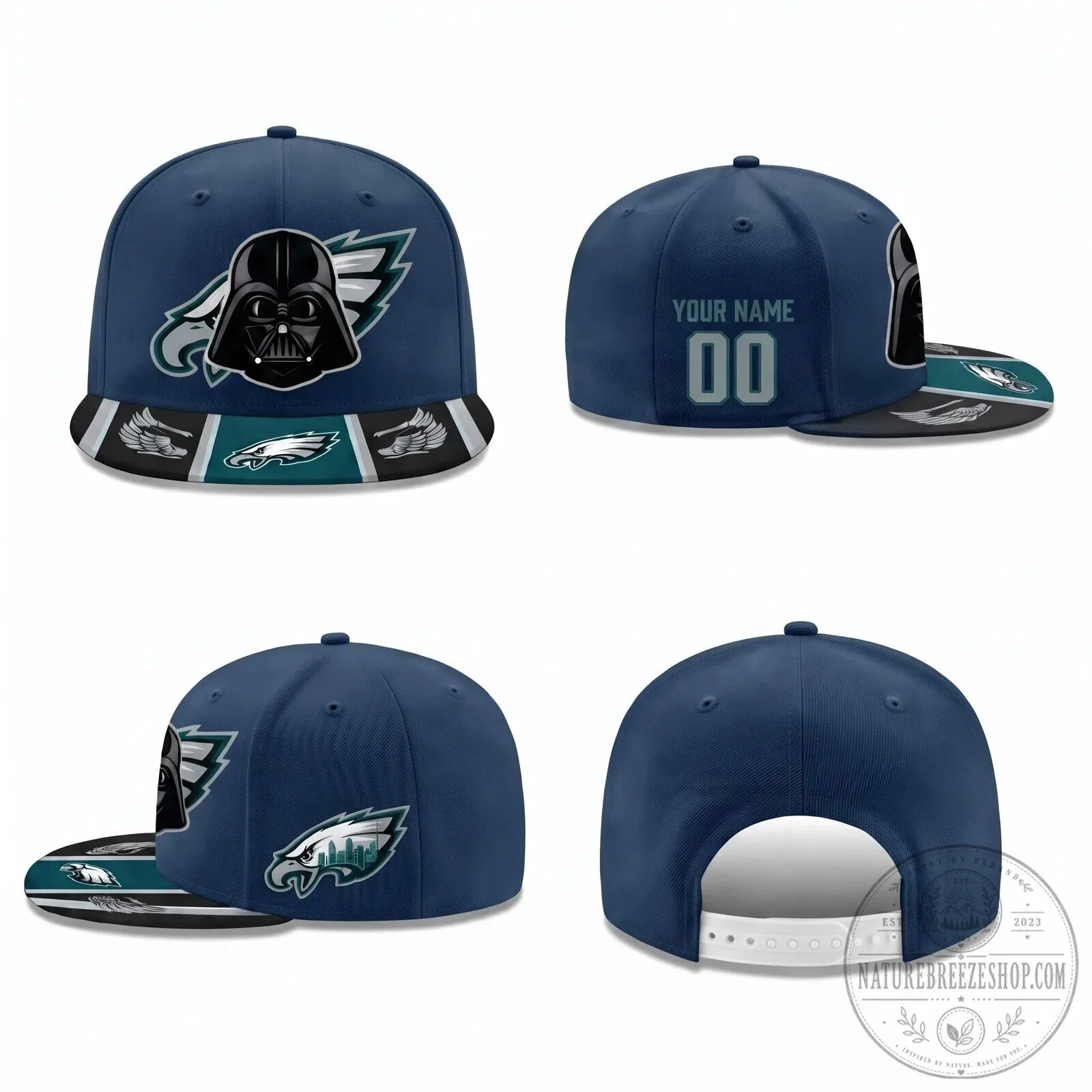 Darth Vader Philadelphia Eagles Personalized Black Flat Bill Snapback Cap Hat 10 Darth Vader Philadelphia Eagles Personalized Black Flat Bill Snapback Cap Hat