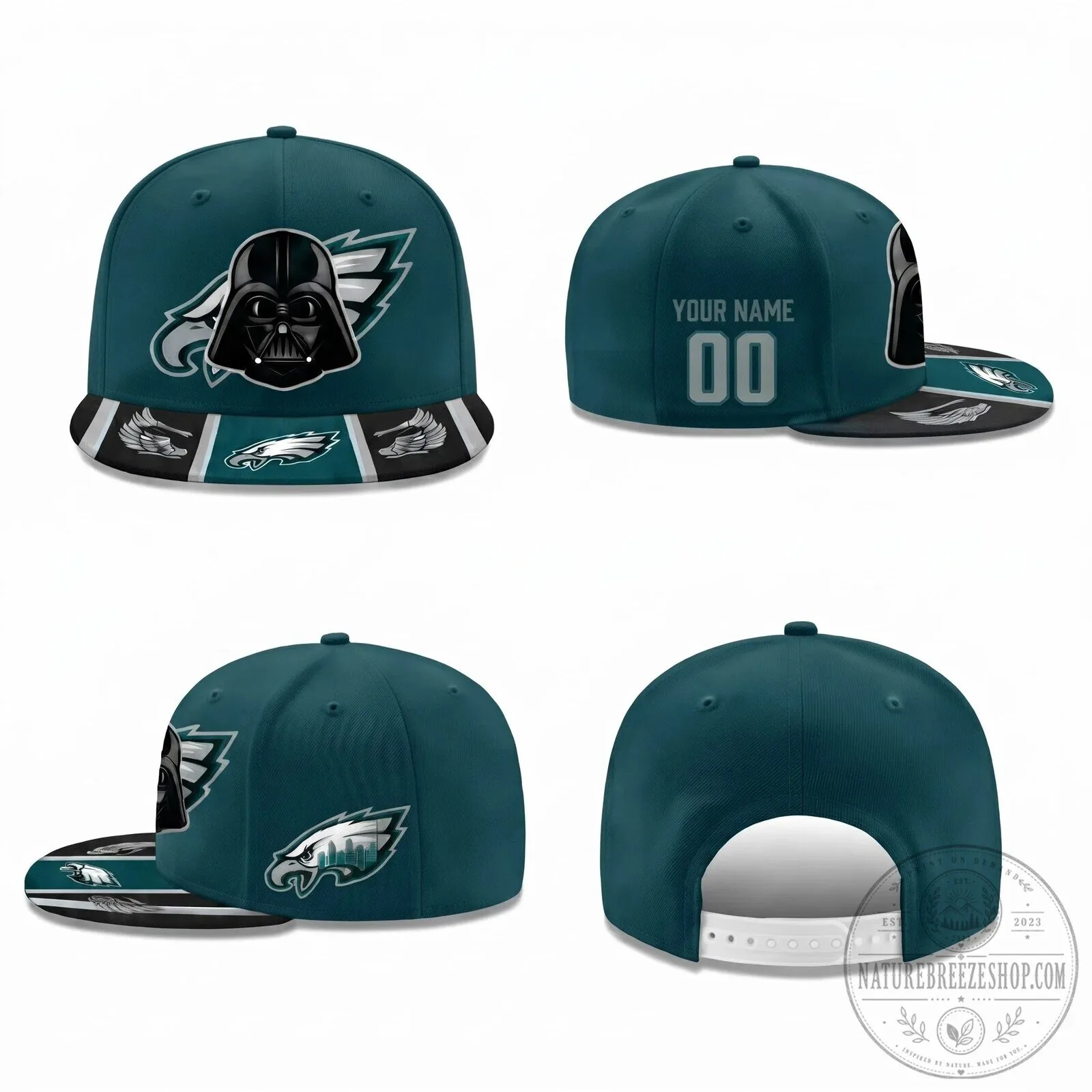 Darth Vader Philadelphia Eagles Personalized Black Flat Bill Snapback Cap Hat 11 Darth Vader Philadelphia Eagles Personalized Black Flat Bill Snapback Cap Hat