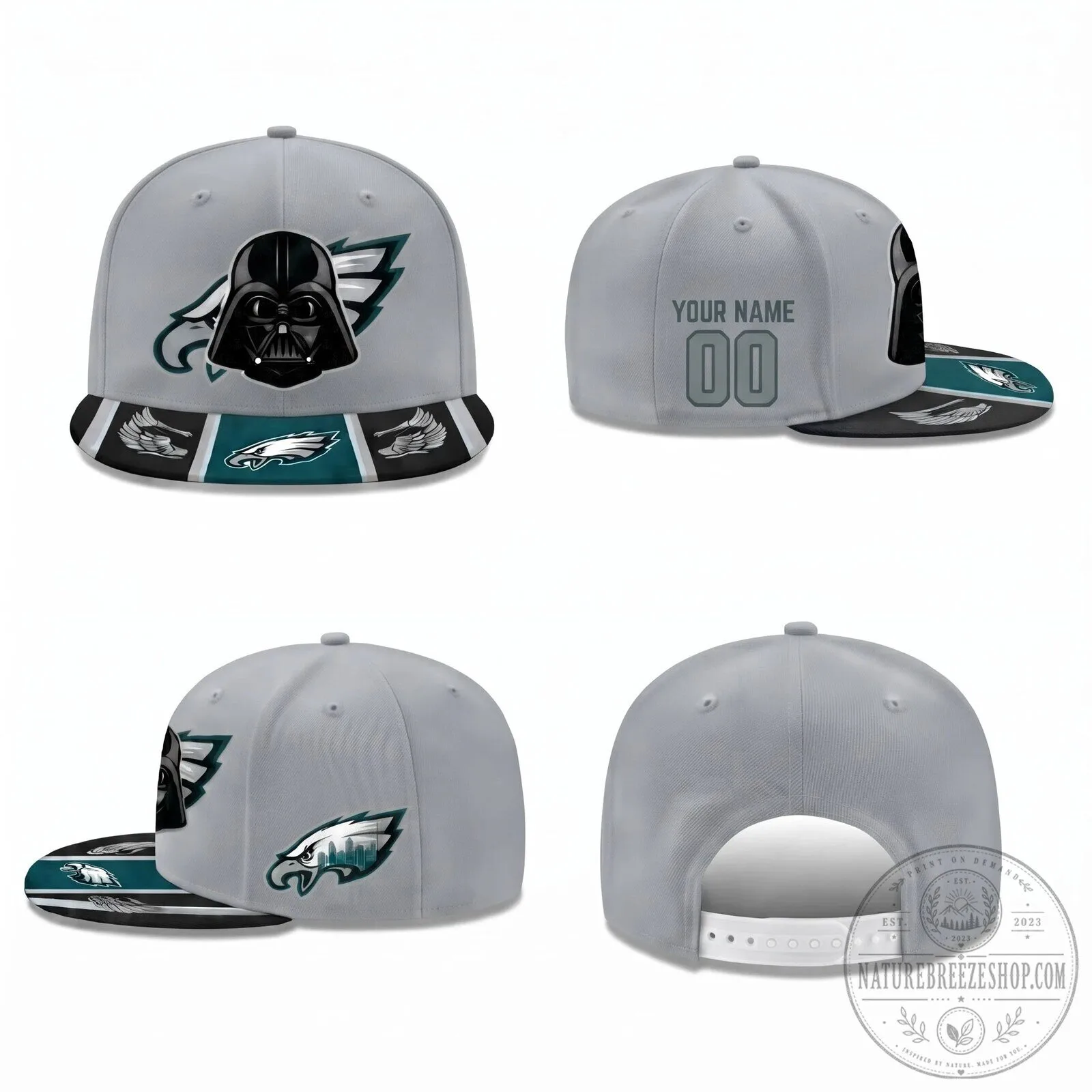 Darth Vader Philadelphia Eagles Personalized Black Flat Bill Snapback Cap Hat 13 Darth Vader Philadelphia Eagles Personalized Black Flat Bill Snapback Cap Hat