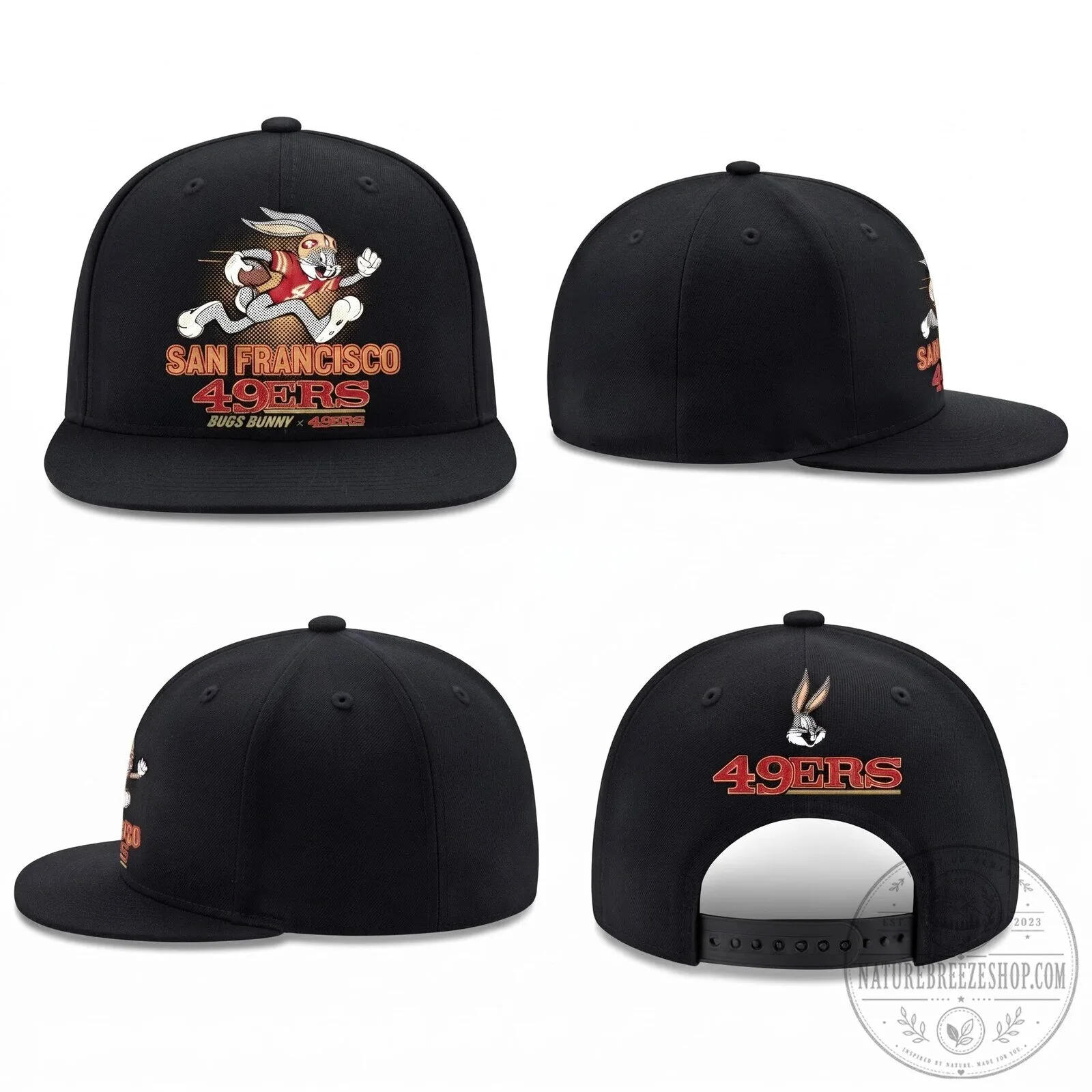 San Francisco 49ers Bugs Bunny Black Flat Bill Snapback Cap Hat 5 San Francisco 49ers Bugs Bunny Black Flat Bill Snapback Cap Hat
