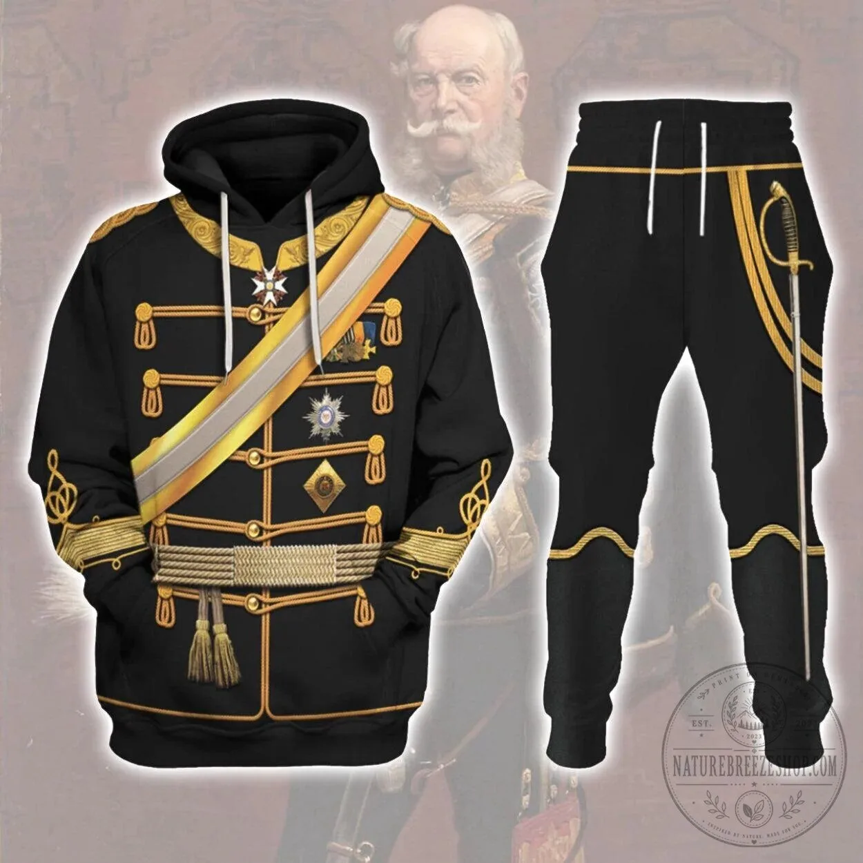 Kaiser Wilhelm I Hussar Uniform German Emperor Costume Hoodie and Sweatpants Set 12 Kaiser Wilhelm I Hussar Uniform German Emperor Costume Hoodie and Sweatpants Set
