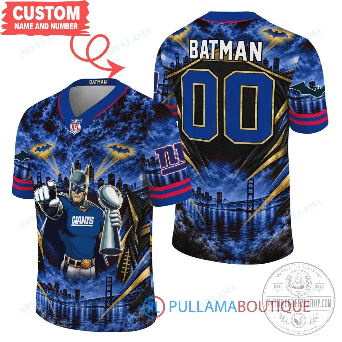 New York Giants Batman Super Bowl Trophy Football Jersey