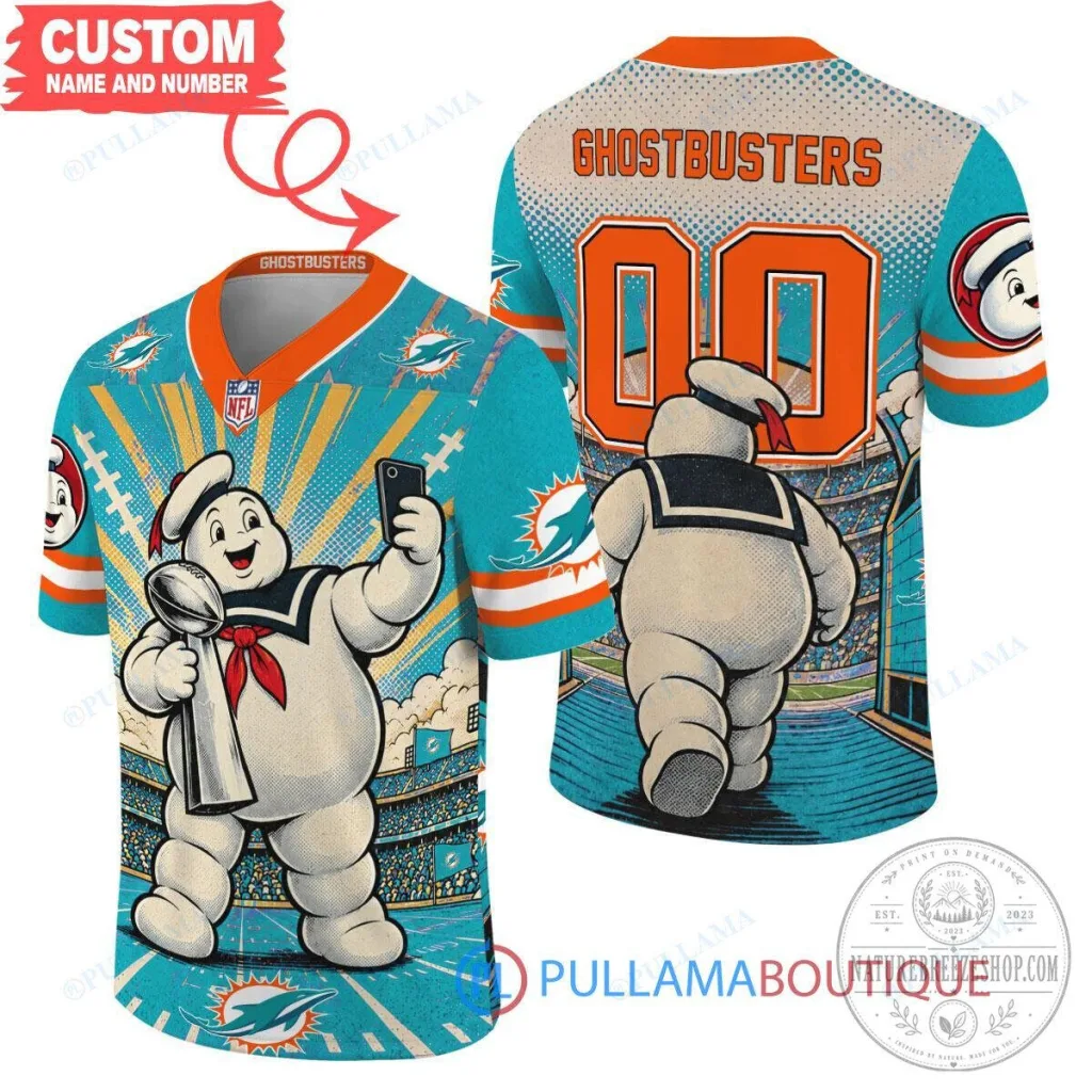 Miami Dolphins Stay Puft Marshmallow Man Ghostbusters Football Jersey Miami Dolphins Stay Puft Marshmallow Man Ghostbusters Football Jersey
