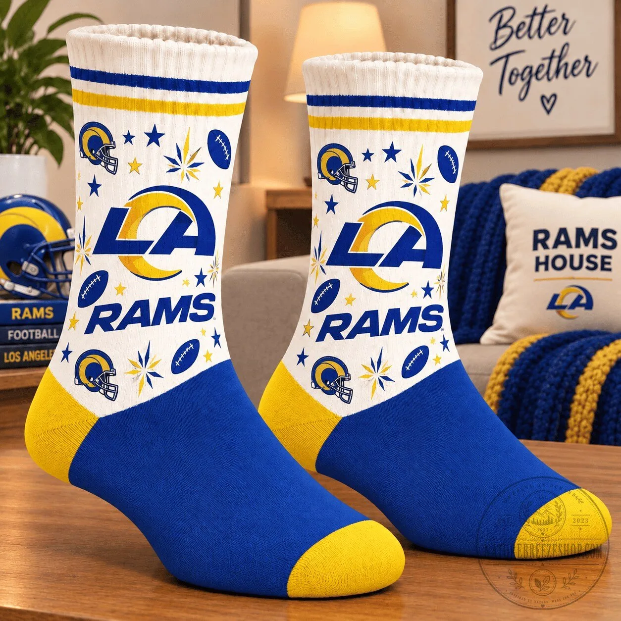 Los Angeles Rams Football Team Logo Pattern Crew Socks