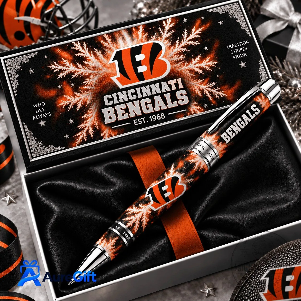 Cincinnati Bengals NFL Christmas Kick Off Personalized Ballpoint Pen