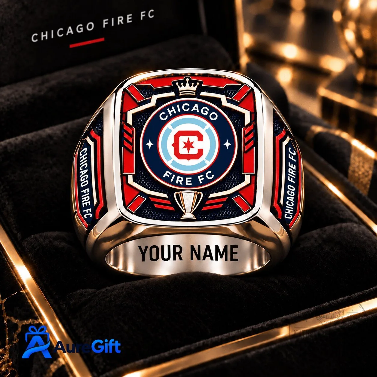 Chicago Fire FC MLS Personalized Gold Championship Ring 2 Chicago Fire FC MLS Personalized Gold Championship Ring