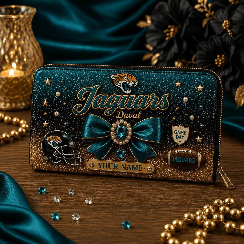 Jacksonville Jaguars Personalized Football Fan Wallet for Women Jacksonville Jaguars Personalized Football Fan Wallet for Women