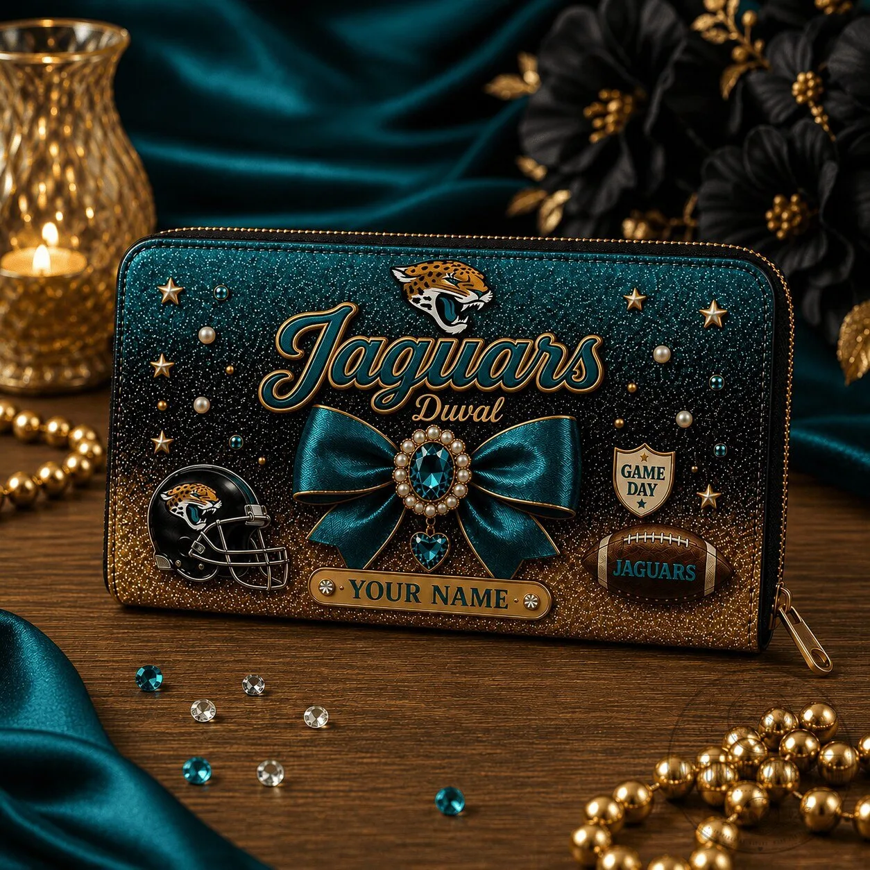 Jacksonville Jaguars Personalized Football Fan Wallet for Women