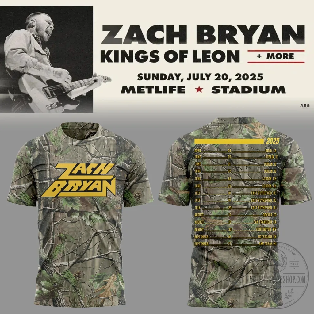 Zach Bryan The Quittin Time Tour 2025 Camouflage T-Shirt Zach Bryan The Quittin Time Tour 2025 Camouflage T-Shirt