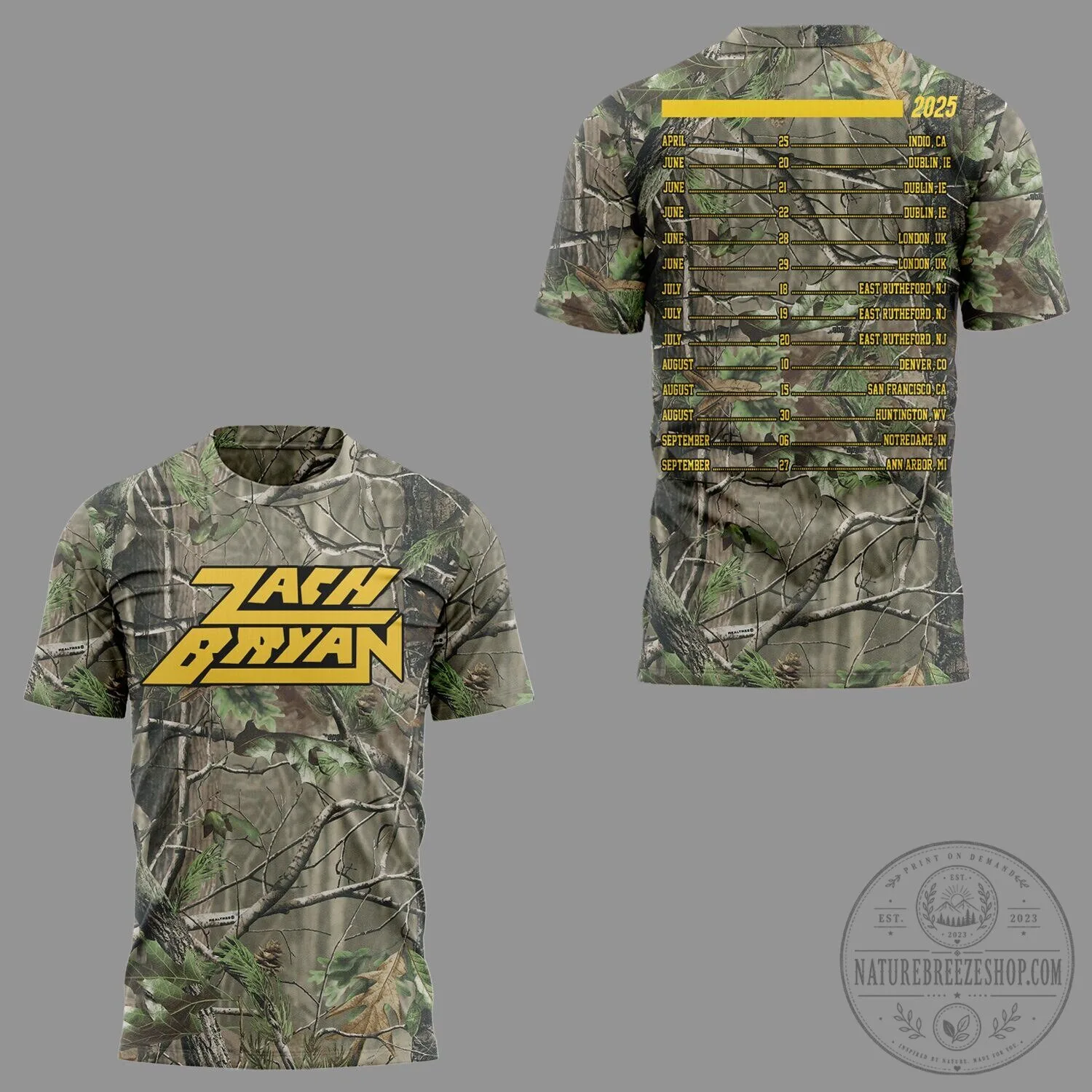 Zach Bryan The Quittin Time Tour 2025 Camouflage T-Shirt 9 Zach Bryan The Quittin Time Tour 2025 Camouflage T-Shirt