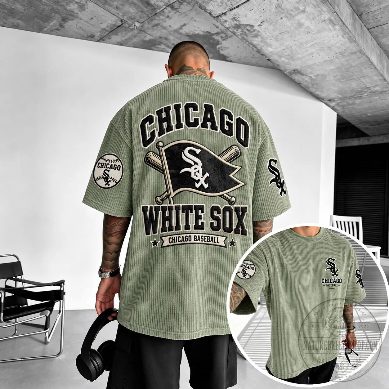 Chicago White Sox Baseball Team Logo Green Oversized T-Shirt 5 Chicago White Sox Baseball Team Logo Green Oversized T-Shirt