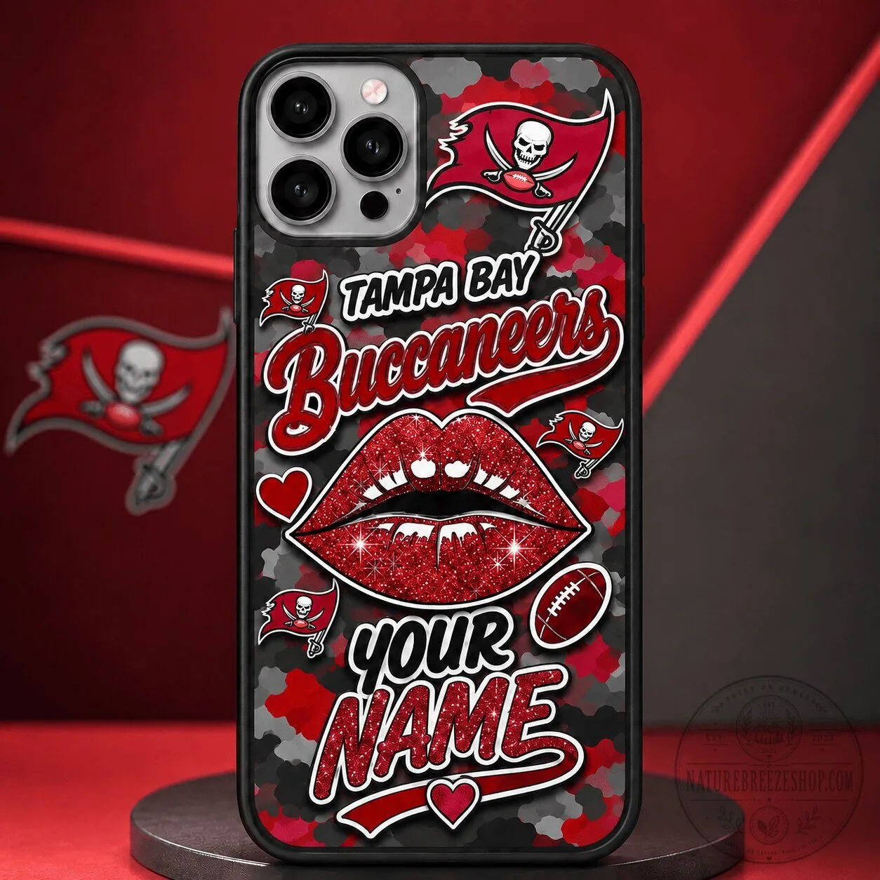 Tampa Bay Buccaneers Glitter Lips Personalized Phone Case