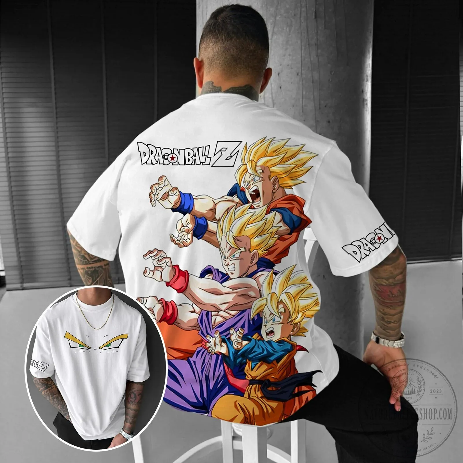 Dragon Ball Z Goku Super Saiyan Graphic Print White Short Sleeve T-Shirt