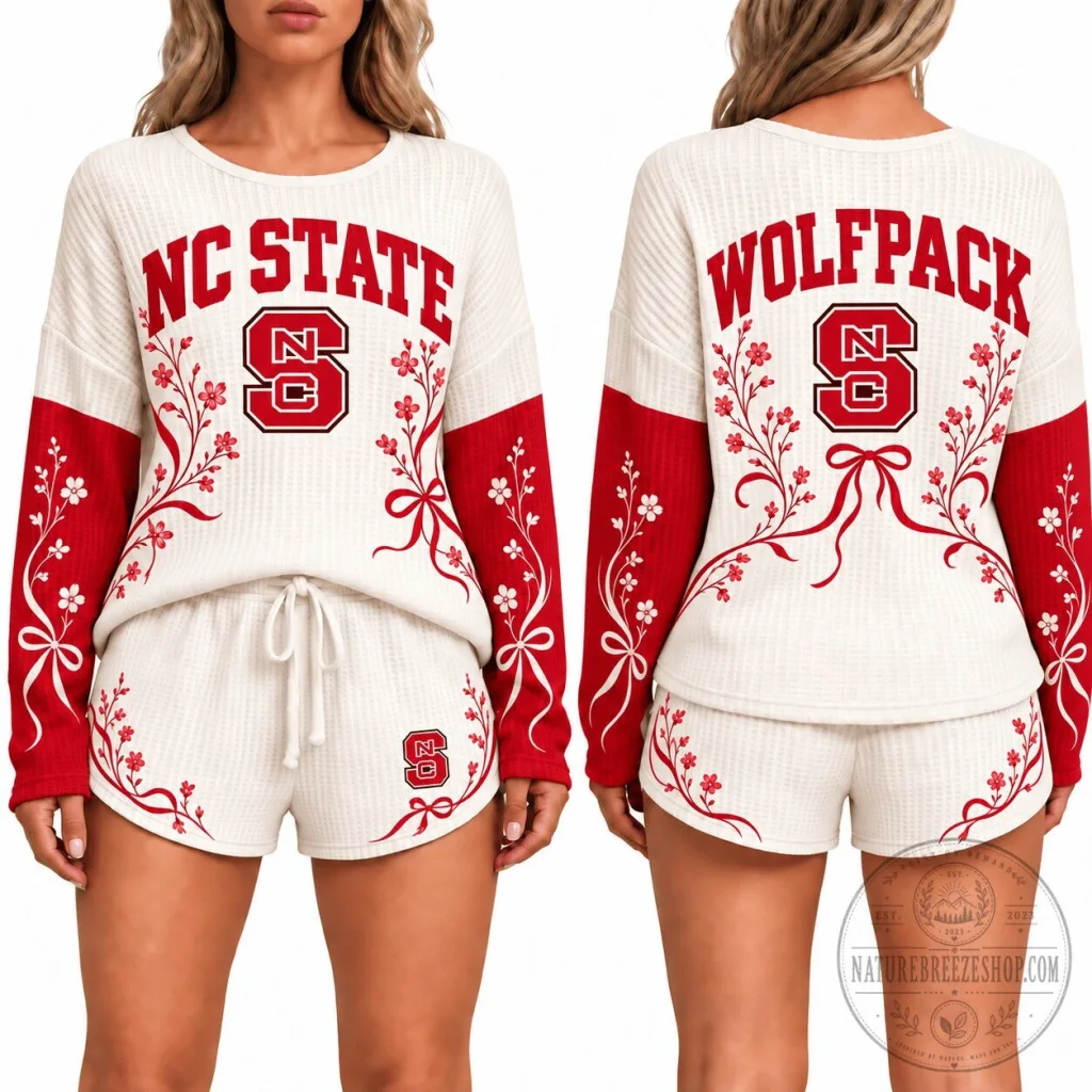 North Carolina State Wolfpack Womens Waffle Knit Pajama Set North Carolina State Wolfpack Womens Waffle Knit Pajama Set