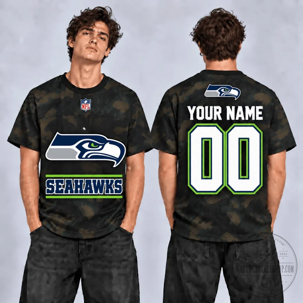 Seattle Seahawks Personalized Camouflage Football Jersey with Custom Name and Number Seattle Seahawks Personalized Camouflage Football Jersey with Custom Name and Number