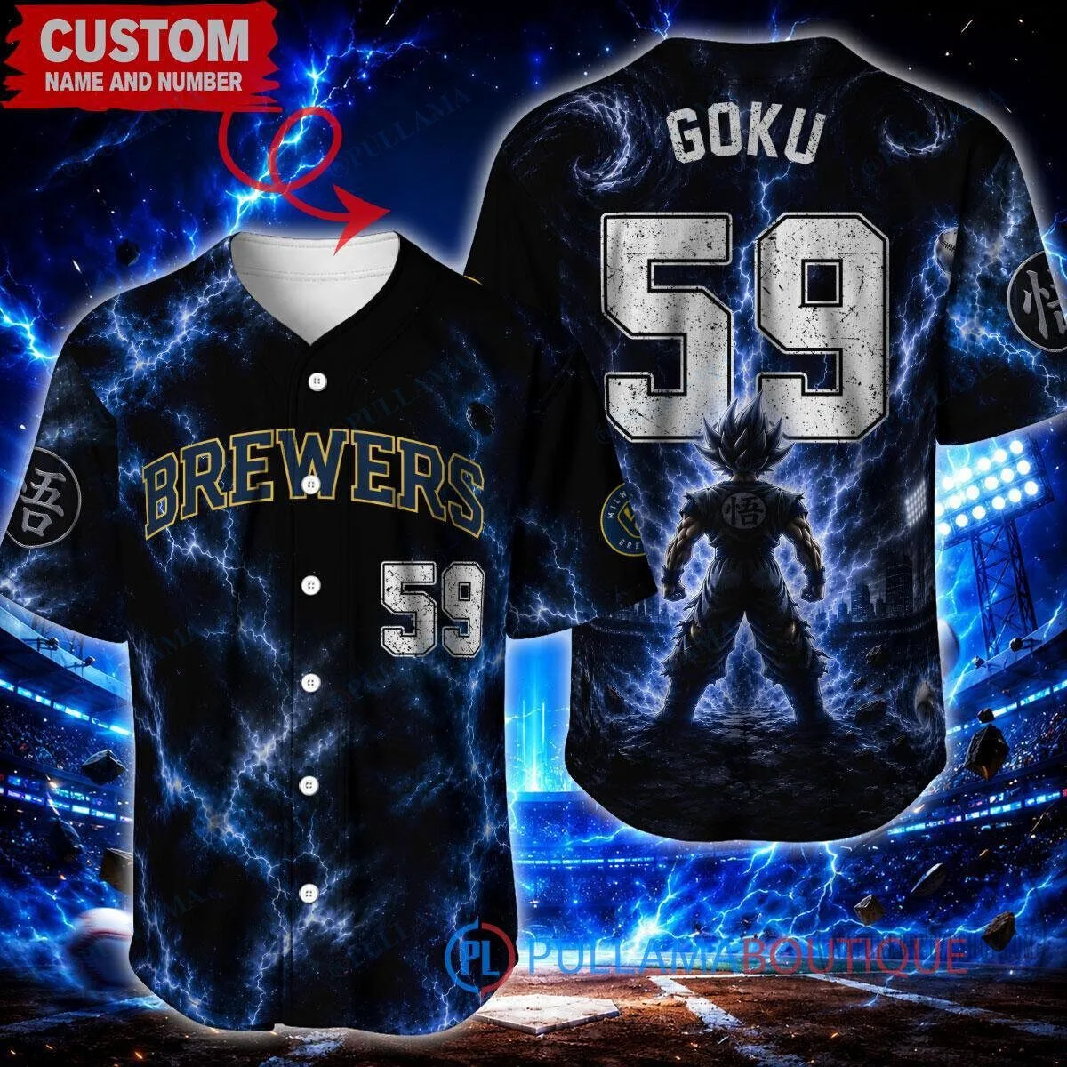 Milwaukee Brewers Baseball Son Goku Dragon Ball Ultra Instinct Custom Baseball Jersey 2 Milwaukee Brewers Baseball Son Goku Dragon Ball Ultra Instinct Custom Baseball Jersey