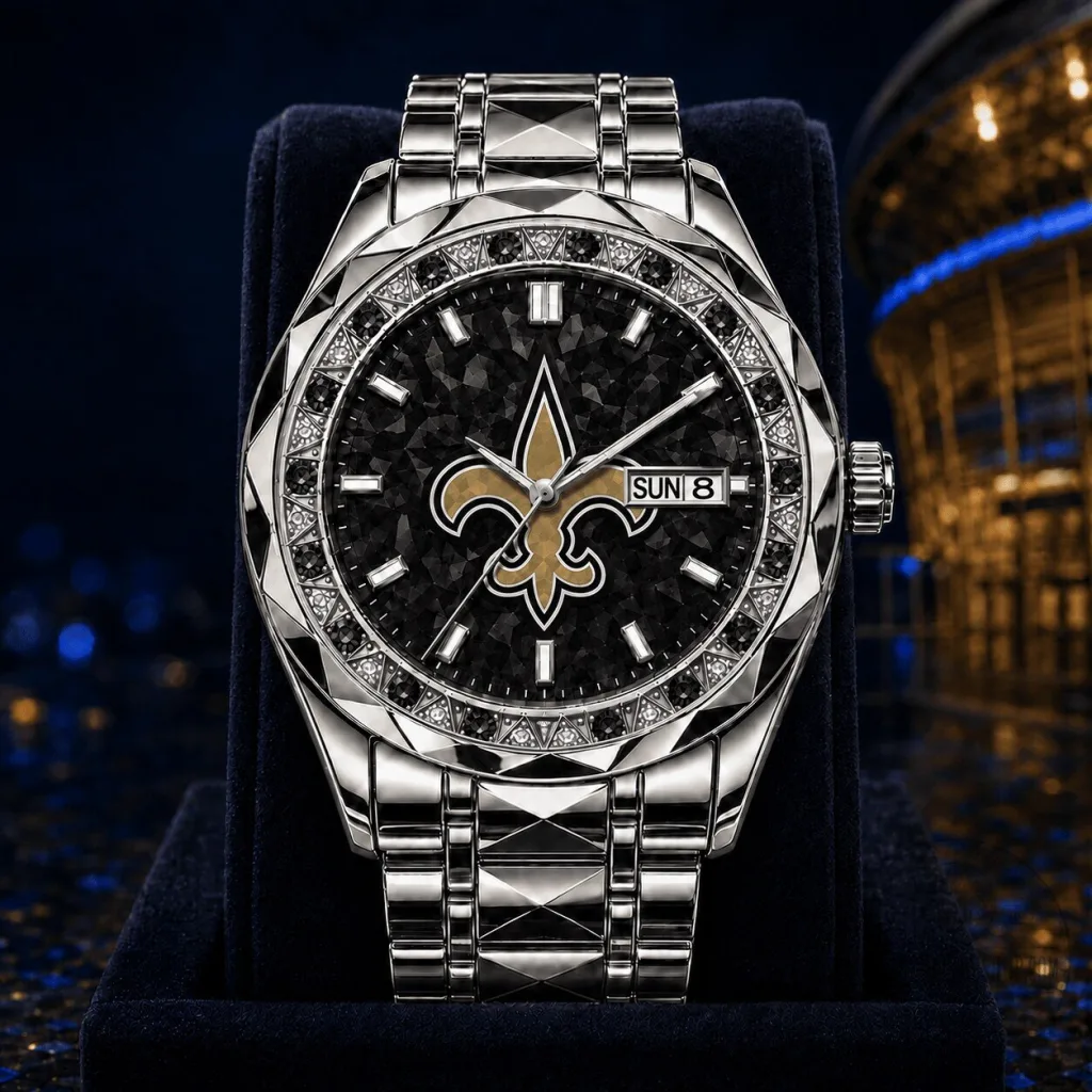New Orleans Saints NFL Football Team Logo Men's Stainless Steel Watch New Orleans Saints NFL Football Team Logo Men's Stainless Steel Watch
