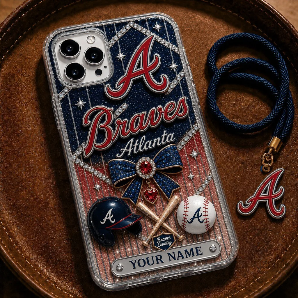 Atlanta Braves Baseball Team Custom Name Glitter Phone Case for iPhone Atlanta Braves Baseball Team Custom Name Glitter Phone Case for iPhone