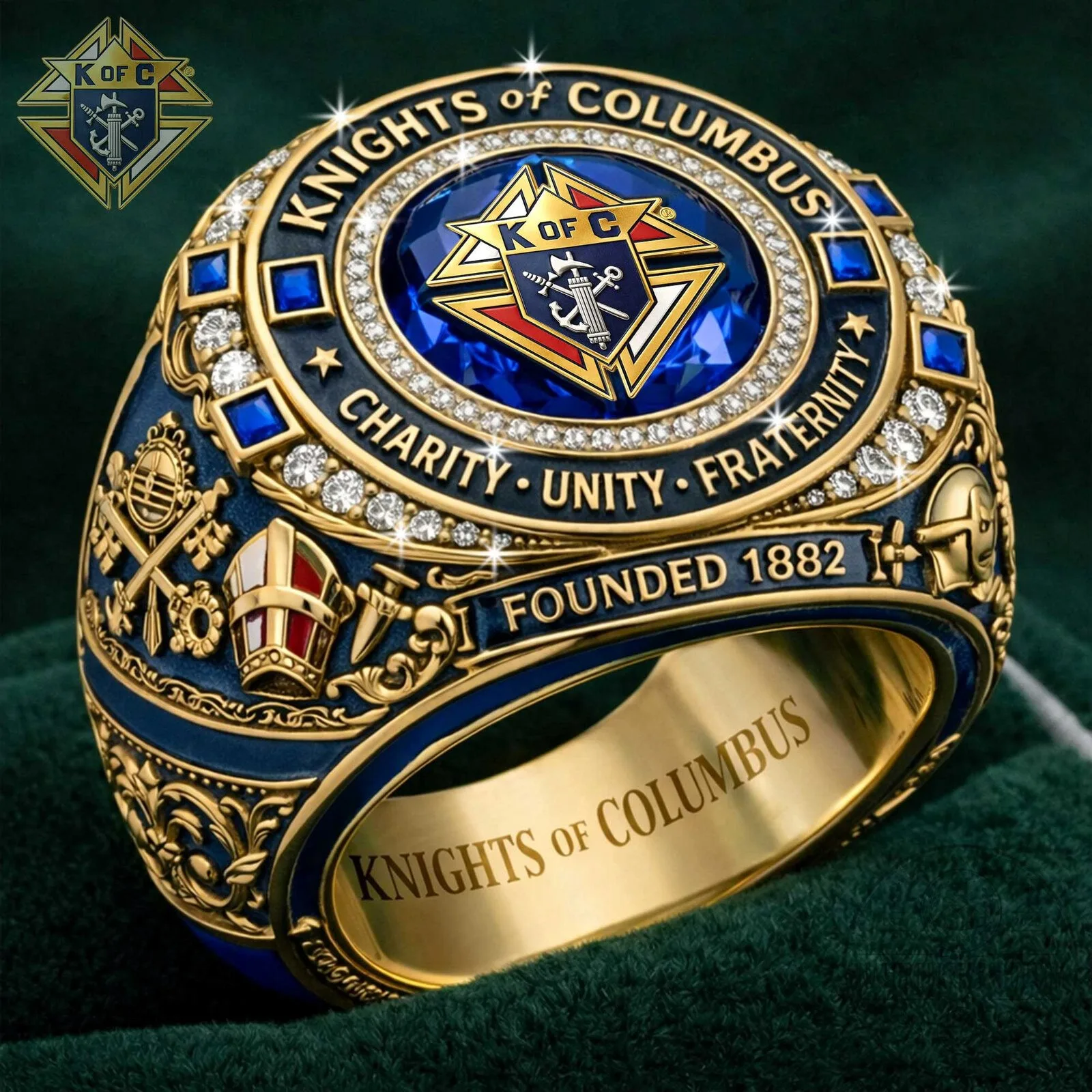 Knights of Columbus Charity Unity Fraternity Founded 1882 Gold Ring