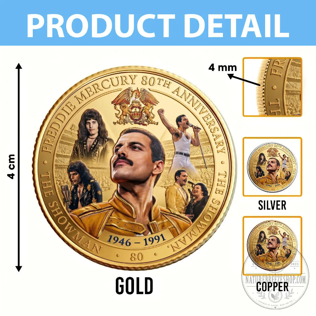 Freddie Mercury Queen 80th Anniversary Commemorative Edition Gold Coin 15 Freddie Mercury Queen 80th Anniversary Commemorative Edition Gold Coin