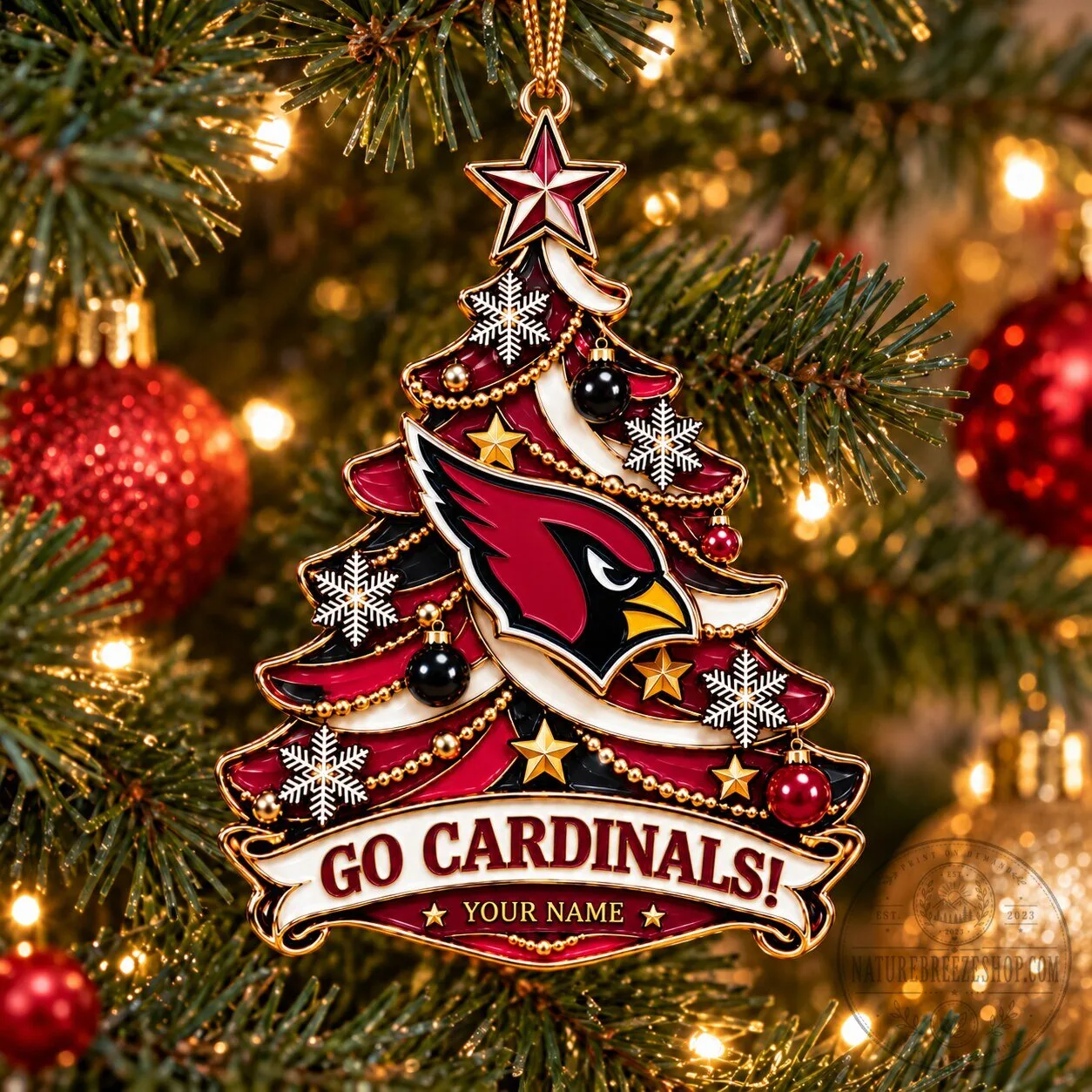 Arizona Cardinals Christmas Tree Ornament Custom Name For Fan