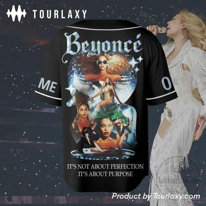 Beyoncé Renaissance World Tour Black Baseball Jersey 9 Beyoncé Renaissance World Tour Black Baseball Jersey