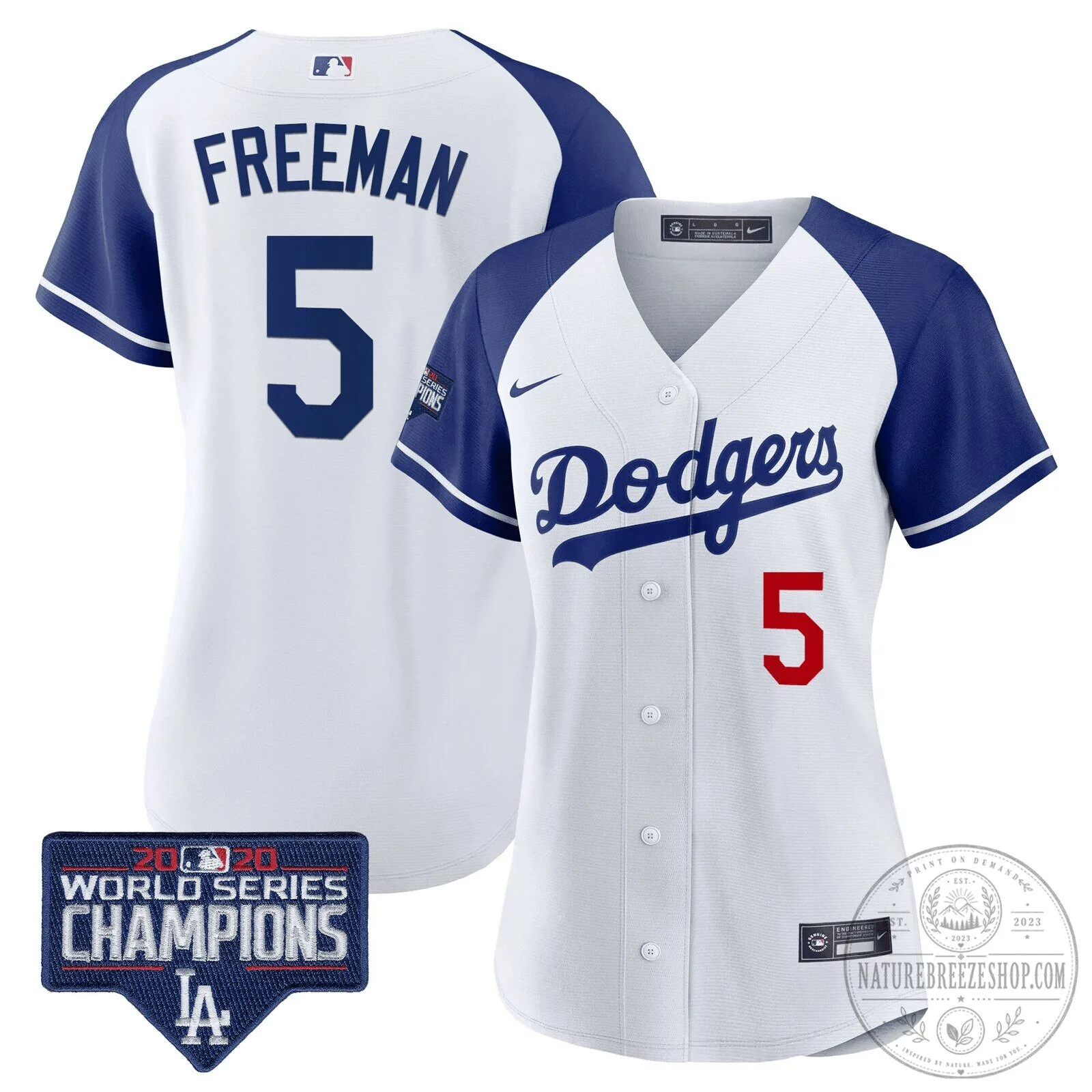 Dodgers Freddie Freeman World Series Champions White Baseball Jersey