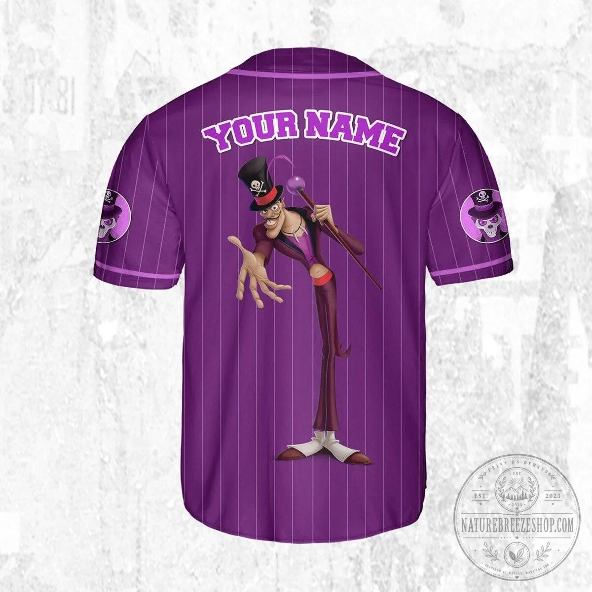 Disney Princess and the Frog Dr Facilier Purple Pinstripe Baseball Jersey 11 Disney Princess and the Frog Dr Facilier Purple Pinstripe Baseball Jersey