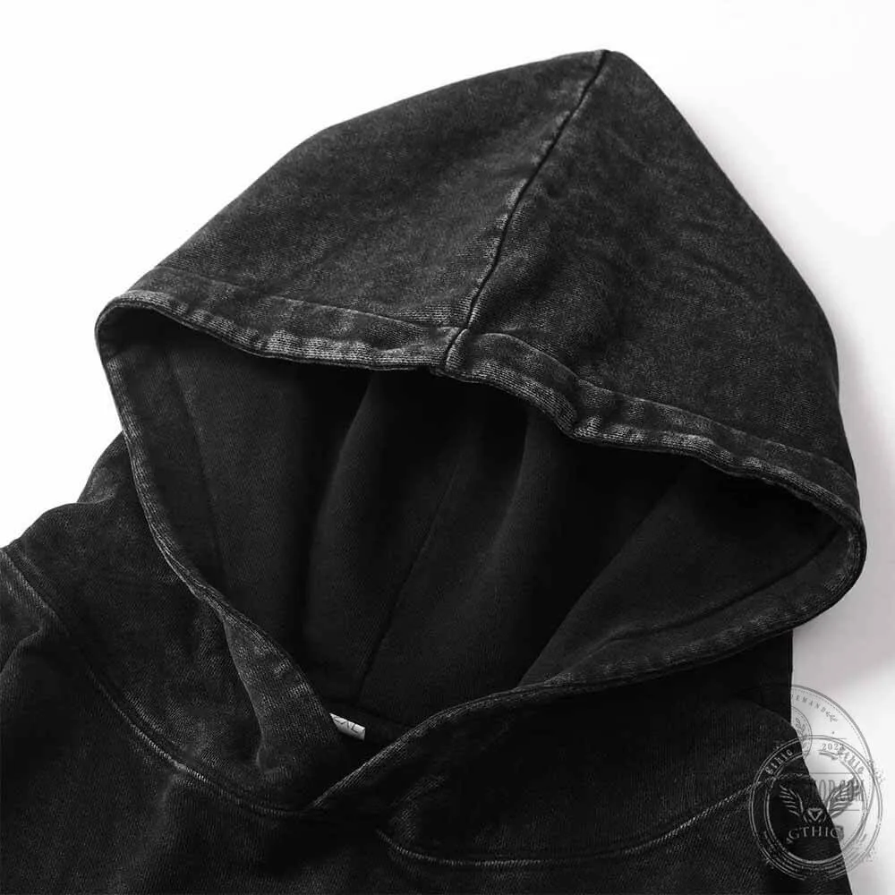 Gothic Rose Shield Vintage Washed Hoodie with Broken Shield and Thorned Roses 16 Gothic Rose Shield Vintage Washed Hoodie with Broken Shield and Thorned Roses