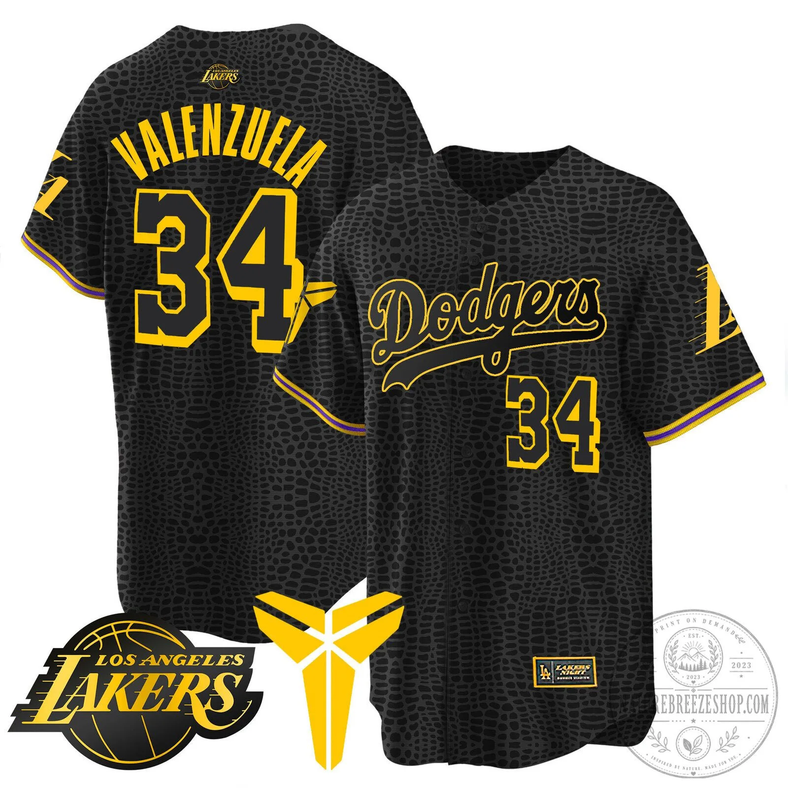 Kobe Bryant Black Mamba Edition Baseball Jersey - Los Angeles Dodgers 56 Kobe Bryant Black Mamba Edition Baseball Jersey - Los Angeles Dodgers