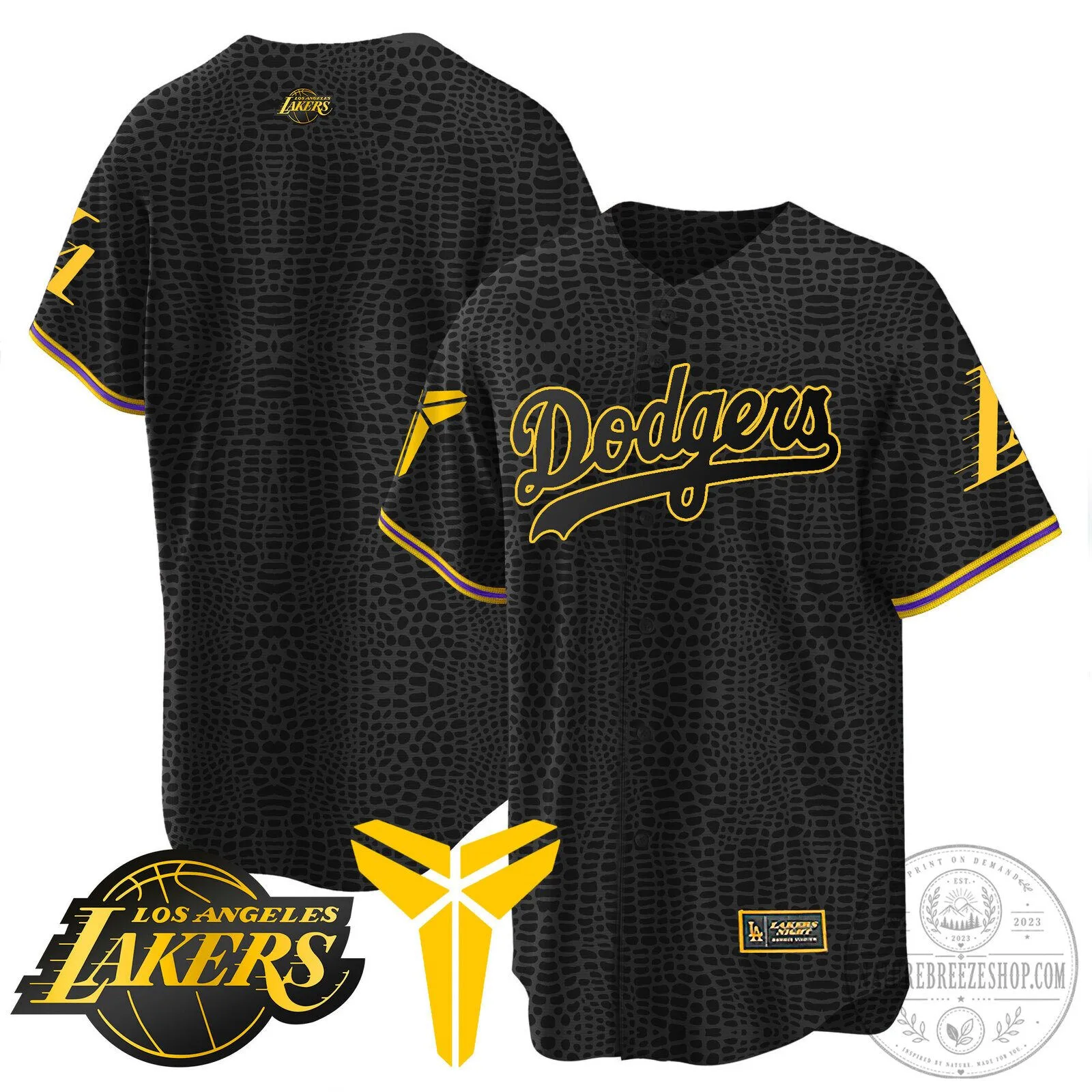Kobe Bryant Black Mamba Edition Baseball Jersey - Los Angeles Dodgers 59 Kobe Bryant Black Mamba Edition Baseball Jersey - Los Angeles Dodgers