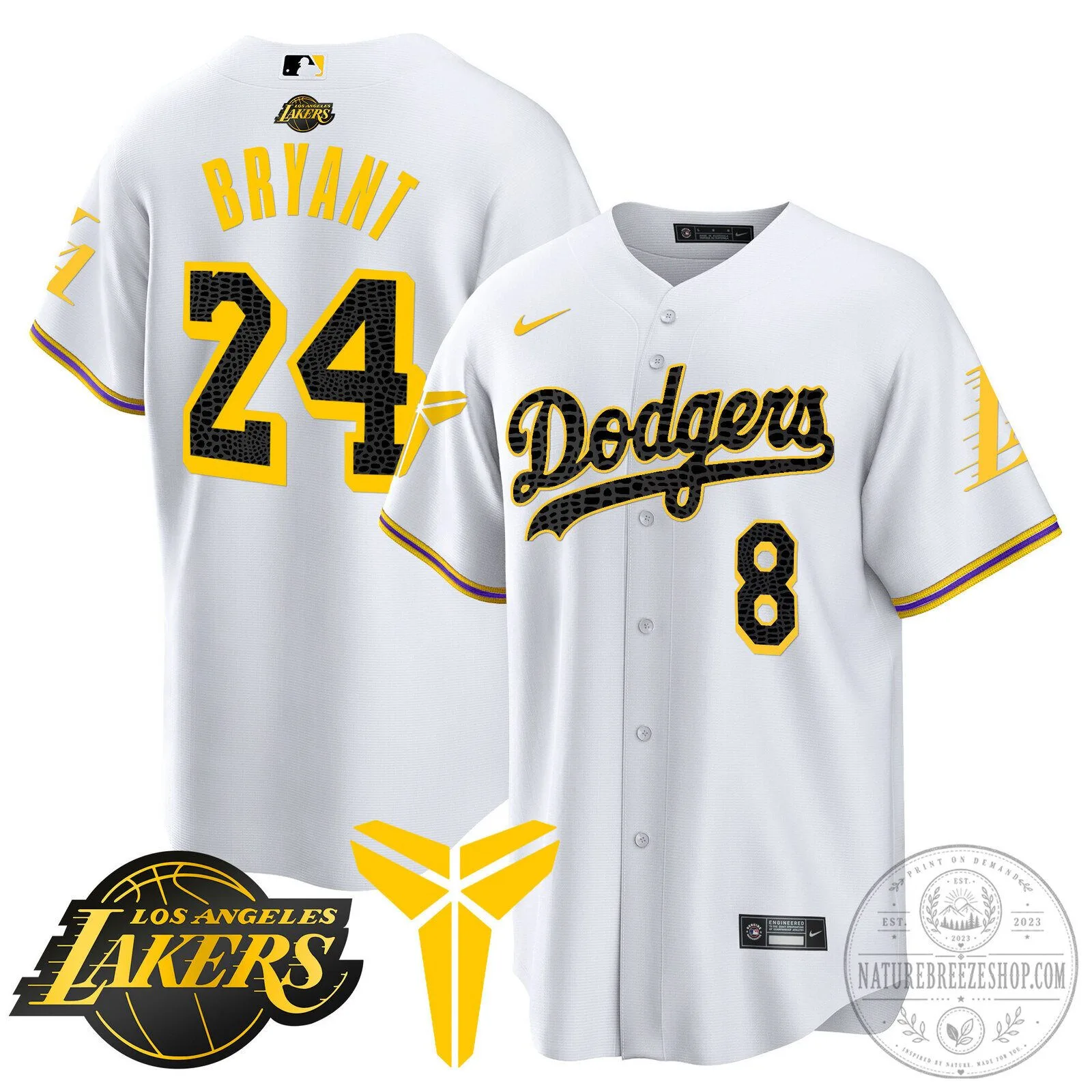 Kobe Bryant Black Mamba Edition Baseball Jersey - Los Angeles Dodgers 60 Kobe Bryant Black Mamba Edition Baseball Jersey - Los Angeles Dodgers