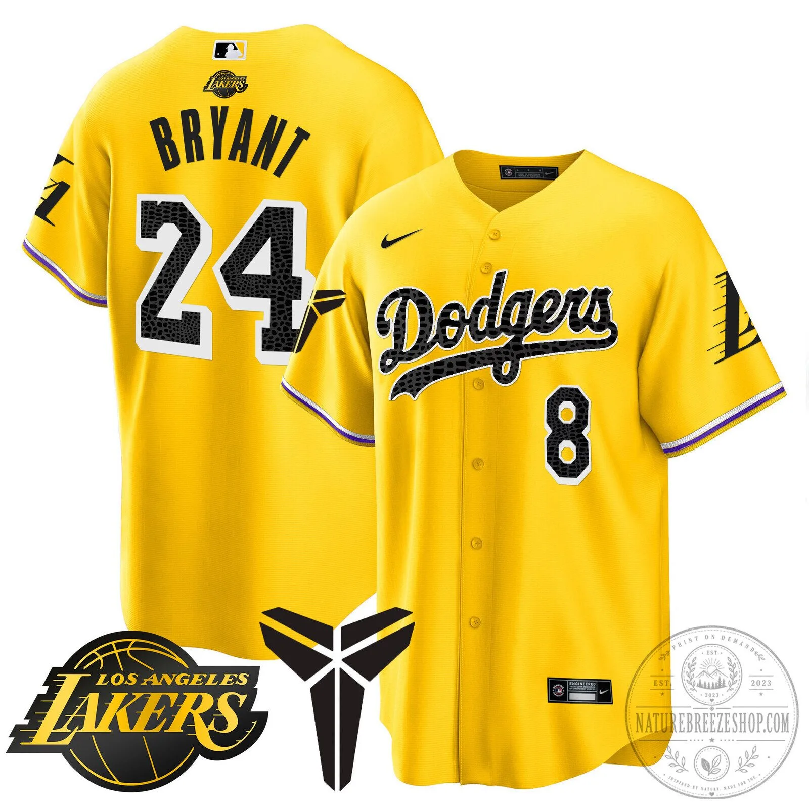 Kobe Bryant Black Mamba Edition Baseball Jersey - Los Angeles Dodgers 76 Kobe Bryant Black Mamba Edition Baseball Jersey - Los Angeles Dodgers