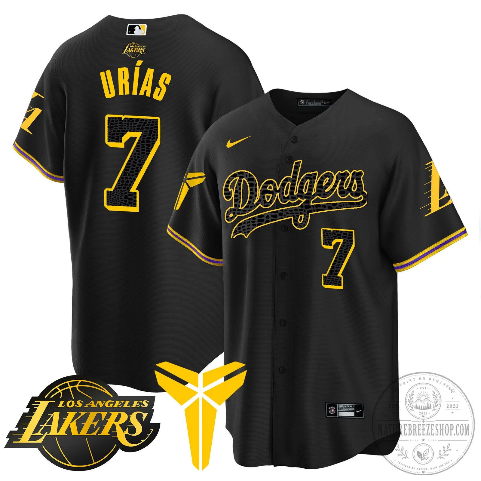 Kobe Bryant Black Mamba Edition Baseball Jersey - Los Angeles Dodgers 95 Kobe Bryant Black Mamba Edition Baseball Jersey - Los Angeles Dodgers