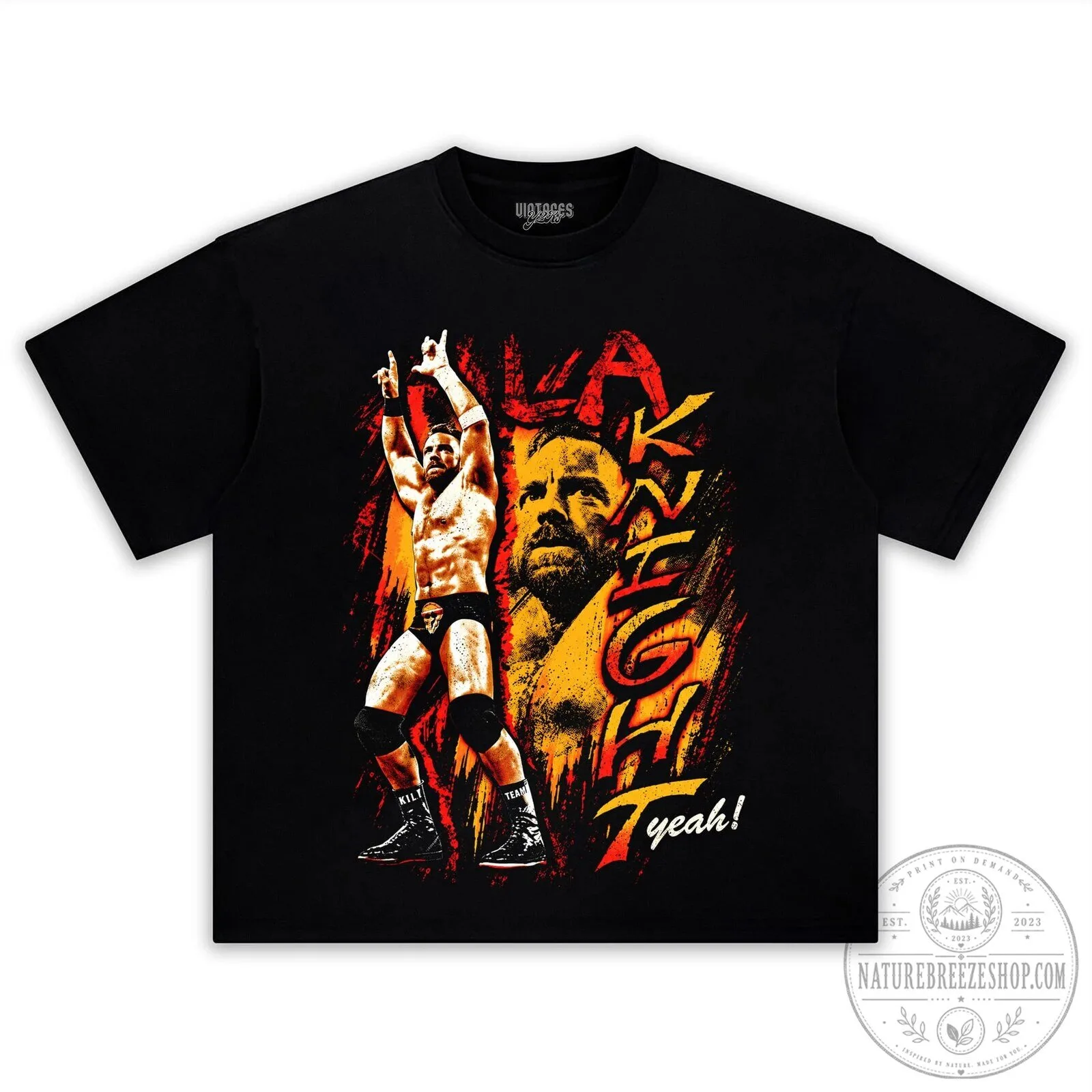 LA Knight YEAH Grunge World Wrestling Entertainment Black T-Shirt 11 LA Knight YEAH Grunge World Wrestling Entertainment Black T-Shirt