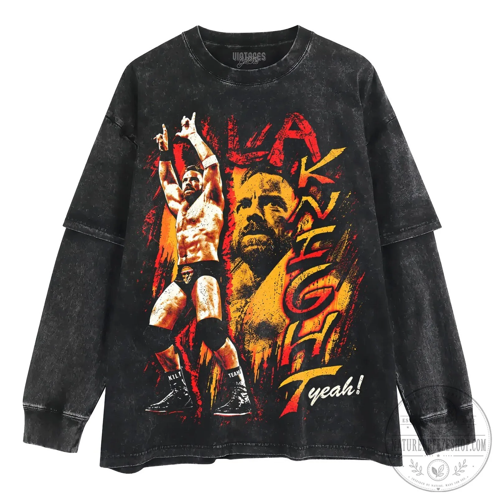 LA Knight YEAH Grunge World Wrestling Entertainment Black T-Shirt 14 LA Knight YEAH Grunge World Wrestling Entertainment Black T-Shirt