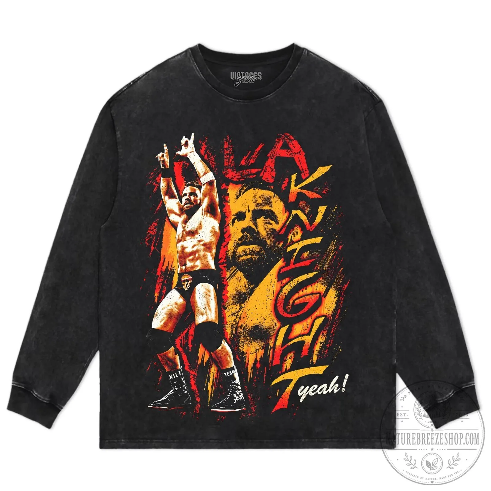 LA Knight YEAH Grunge World Wrestling Entertainment Black T-Shirt 16 LA Knight YEAH Grunge World Wrestling Entertainment Black T-Shirt