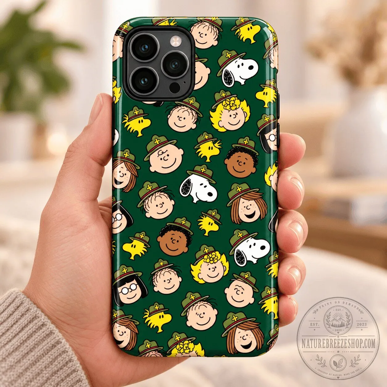 Snoopy Peanuts Gang Camping Green iPhone Case 1 Snoopy Peanuts Gang Camping Green iPhone Case