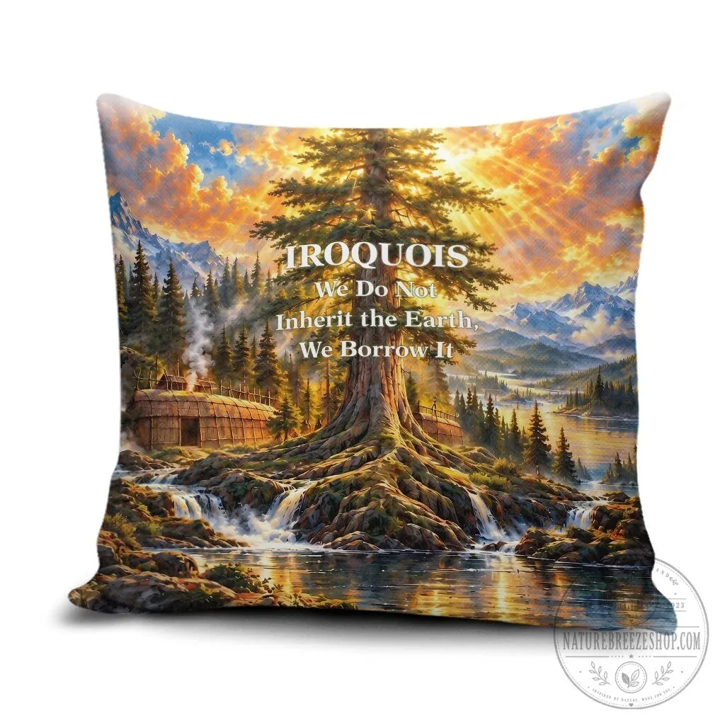 Iroquois We Do Not Inherit The Earth We Borrow It Native American Art Pillow