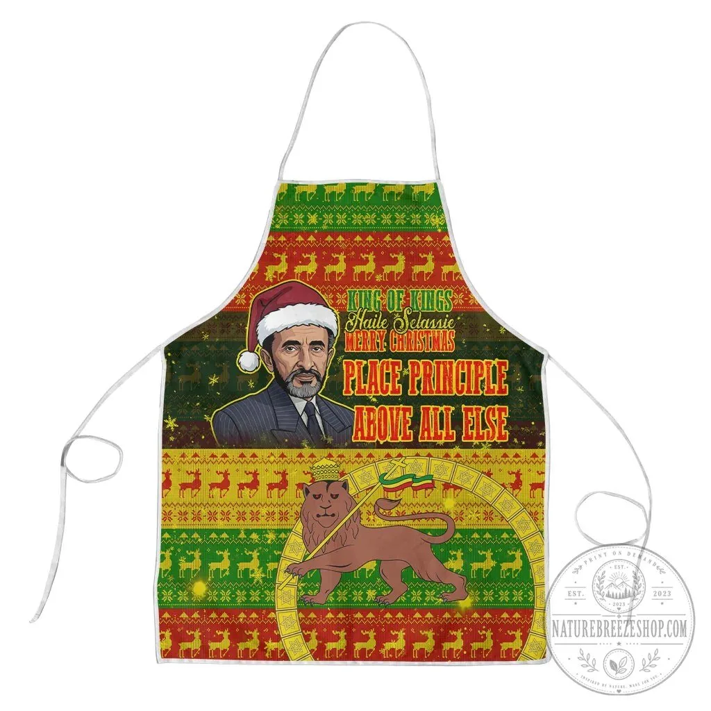 Haile Selassie Christmas Ugly Sweater Pattern Holiday Apron 6 Haile Selassie Christmas Ugly Sweater Pattern Holiday Apron