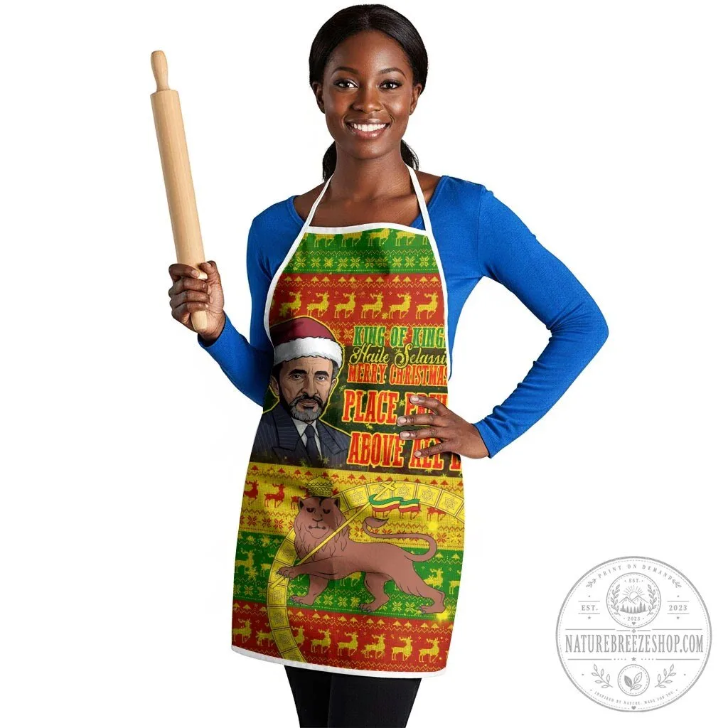 Haile Selassie Christmas Ugly Sweater Pattern Holiday Apron 9 Haile Selassie Christmas Ugly Sweater Pattern Holiday Apron