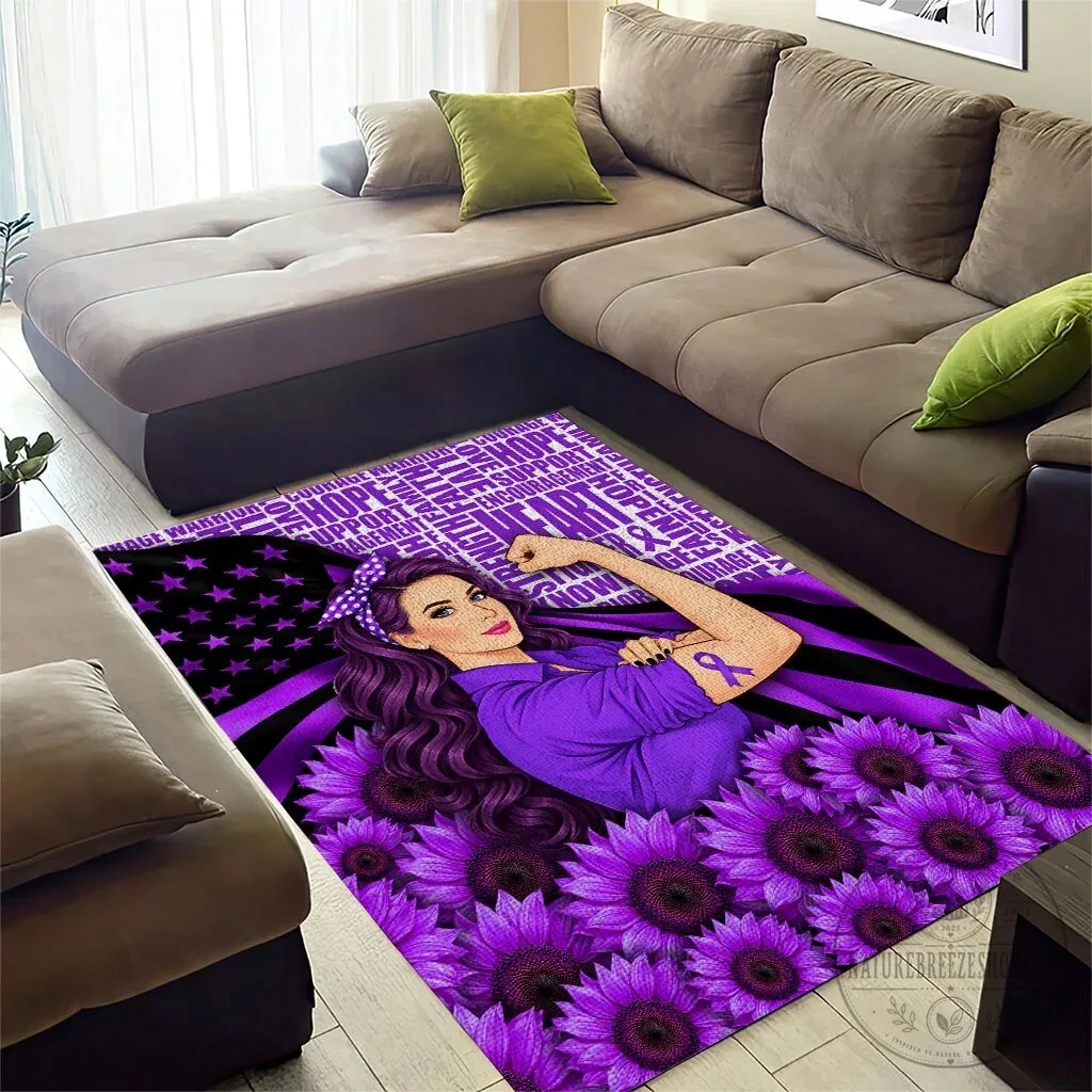 Domestic Violence Awareness Strong Woman Purple Ribbon Sunflower Flag Area Rug 11 Domestic Violence Awareness Strong Woman Purple Ribbon Sunflower Flag Area Rug