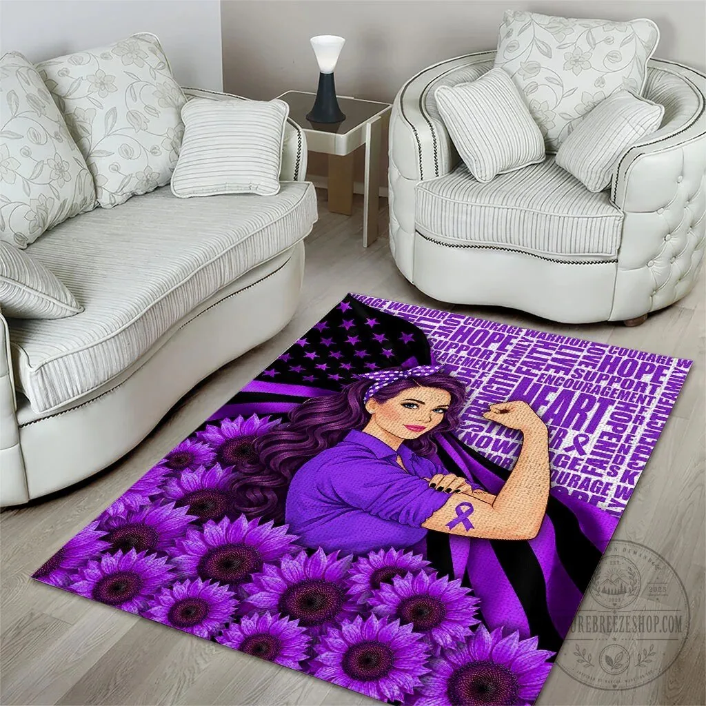 Domestic Violence Awareness Strong Woman Purple Ribbon Sunflower Flag Area Rug 12 Domestic Violence Awareness Strong Woman Purple Ribbon Sunflower Flag Area Rug
