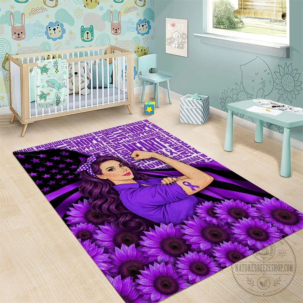 Domestic Violence Awareness Strong Woman Purple Ribbon Sunflower Flag Area Rug 13 Domestic Violence Awareness Strong Woman Purple Ribbon Sunflower Flag Area Rug