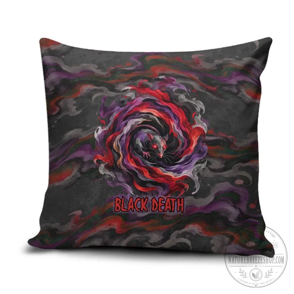 Black Death Plague Rat Swirl Design Decorative Throw Pillow 6 Black Death Plague Rat Swirl Design Decorative Throw Pillow