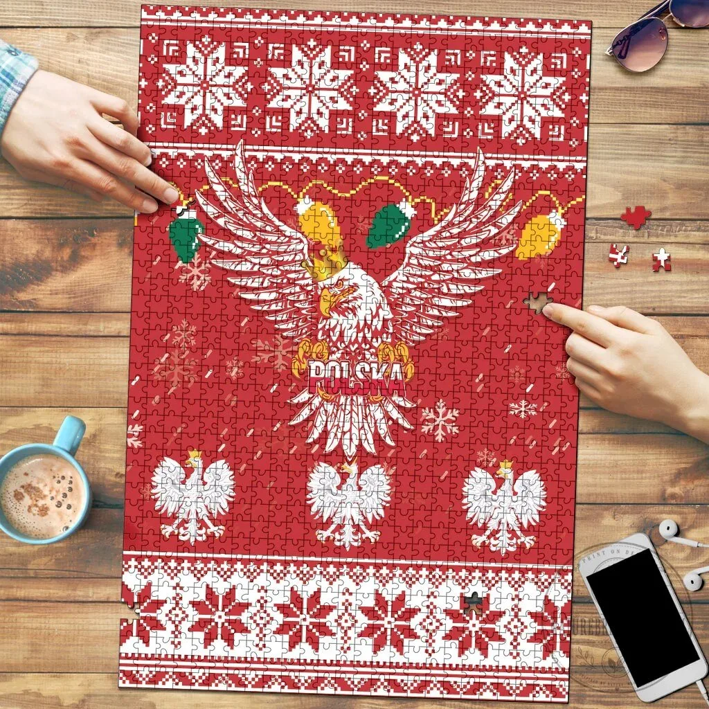 Poland Merry Christmas White Eagle Jigsaw Puzzle Snow Theme 6 Poland Merry Christmas White Eagle Jigsaw Puzzle Snow Theme