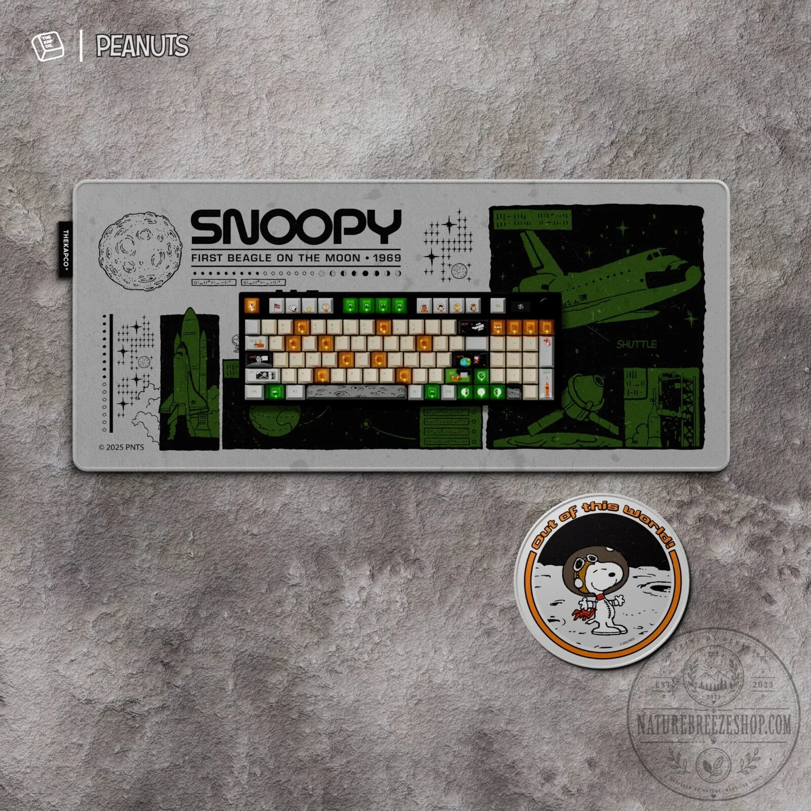 Snoopy First Beagle on the Moon 1969 Space Shuttle Mousepad with LED Lighting