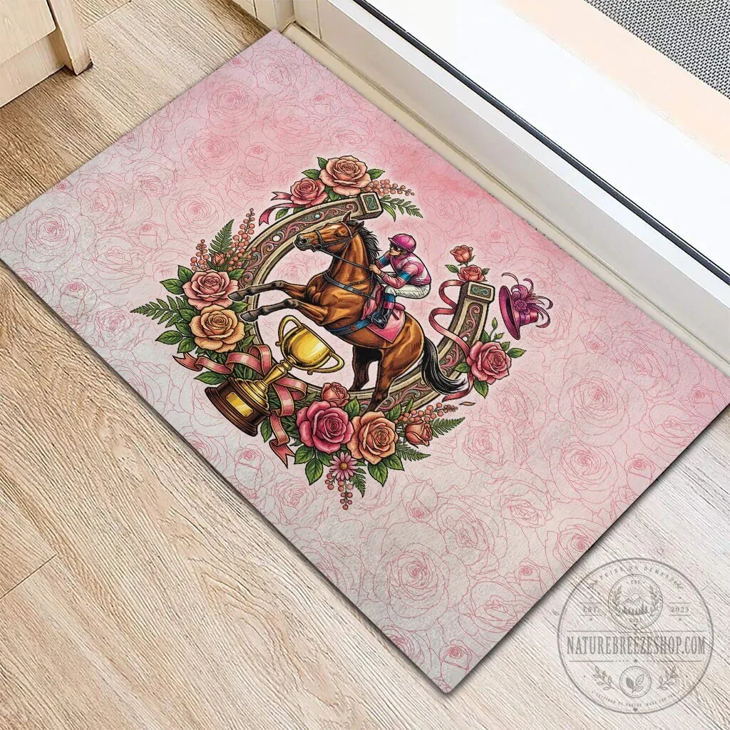 Melbourne Horse Race Jockey Floral Horseshoe Pink Rose Doormat 11 Melbourne Horse Race Jockey Floral Horseshoe Pink Rose Doormat