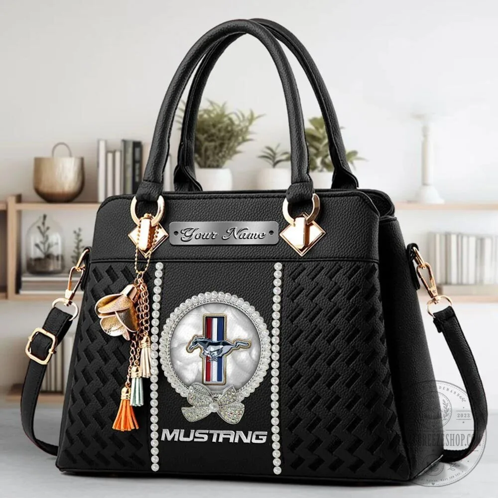 Mustang Custom Name Classic Leather Women's Handbag with Horse Logo
