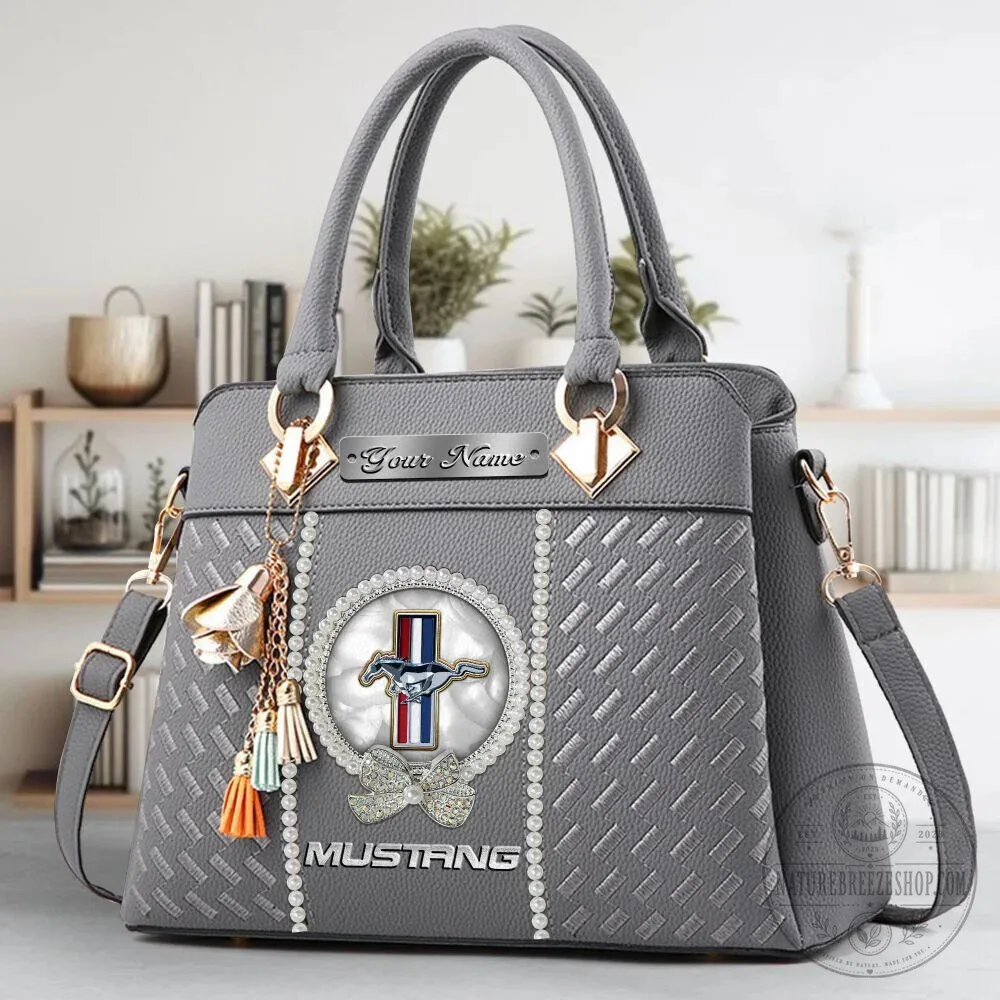 Mustang Custom Name Classic Leather Women's Handbag with Horse Logo 22 Mustang Custom Name Classic Leather Women